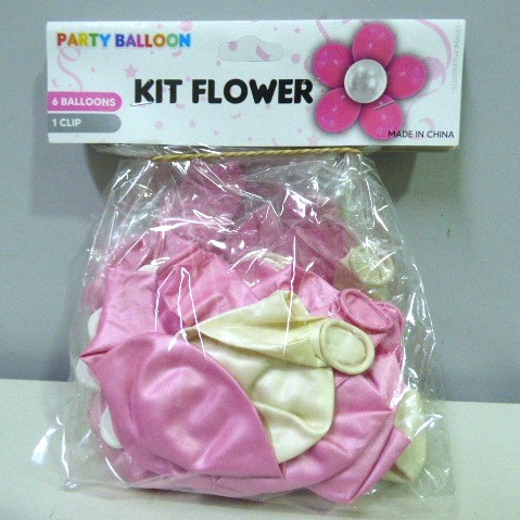 KIT PARA ARMAR FLOR CLIP Y GLOBOS ROSA BLANCO