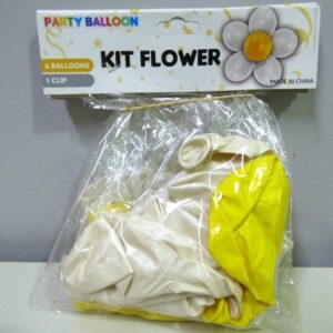KIT PARA ARMAR FLOR CLIP Y GLOBOS BLANCO AMARILLO