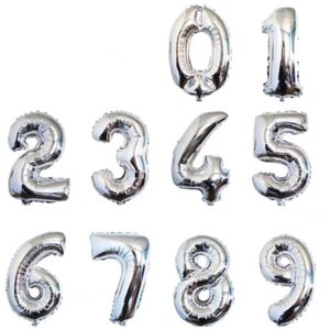 GLOBO METAL 40CM PLATA NUMERO