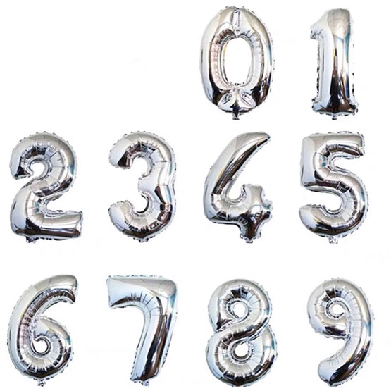 GLOBO METAL 80CM PLATA NUMERO