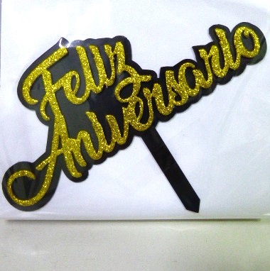 ADORNO PINCHE PLASTICO FELIZ ANIVERSARIO ORO