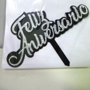 ADORNO PINCHE PLASTICO FELIZ ANIVERSARIO PLATA