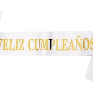 BANDA STAMPING FELIZ CUMPLE BLANCA DORADO