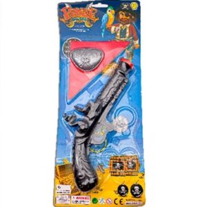 SET PIRATA 7PCS PISTOLA MONEDAS PARCHE PAÑUELO ARO
