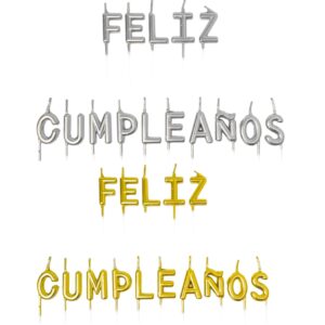 VELA FELIZ CUMPLEAÑOS LETRAS ORO / PLATA