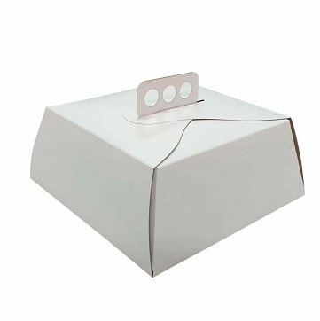 CAJA PARA TORTA CON MANIJA 27X27X14 CM BLANCO