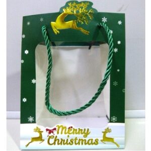 BOLSA DE REGALO NAVIDEÑA CON VISOR 18X14CM VERDE