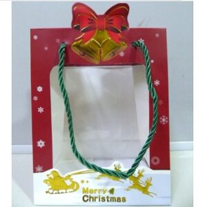 BOLSA REGALO NAVIDEÑA CON VISOR 18X14CM ROJA