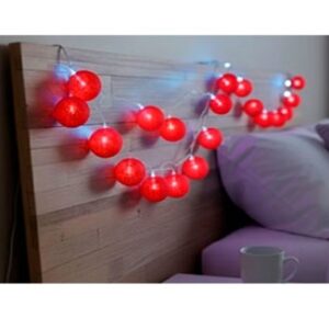 GUIRNALDA LED 10 ESFERAS 6CM ROJO LUZ FRIA