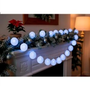 GUIRNALDA LED 10 ESFERAS 6CM PLATA LUZ FRIA