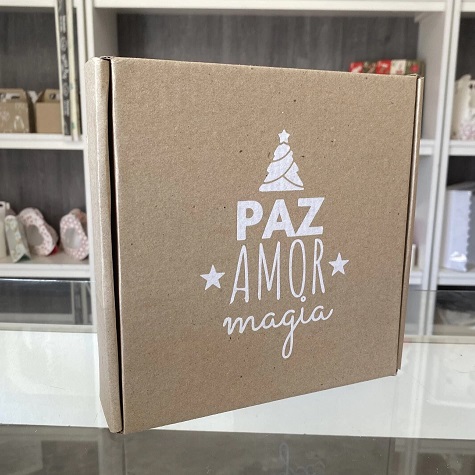 CAJA CORRUGADO IMPRESA NAVIDAD 20X20X5CM