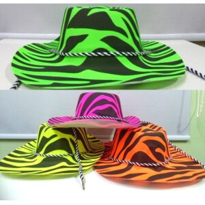 GORRO COWBOY PLASTICO ANIMAL PRINT FLUO
