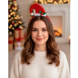 VINCHA NAVIDEÑA GORRO PAPA NOEL LENTEJUELA MUERDAG