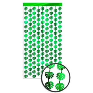 CORTINA METALIZADA 2X1 MT HOJAS VERDES