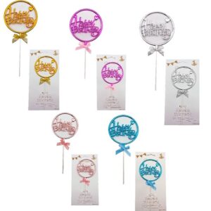 ADORNO PINCHE HAPPY BIRTHDAY METALIZADO REDONDO