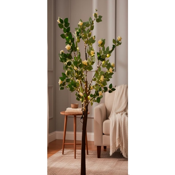 ARBOL LED 1,8M CON FLORES LUZ CALIDA