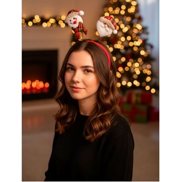 VINCHA NAVIDEÑA MUÑECO NIEVE Y PAPA NOEL