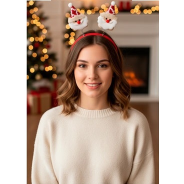 VINCHA NAVIDEÑA PAPA NOEL CON GORRITO ROJO