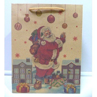 BOLSA PAPEL CON MANIJA 19X24 NAVIDEÑA