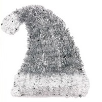 ADORNO NAVIDEÑO OROPEL GORRO PAPA NOEL 27CM PLATA