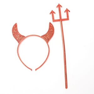 SET DIABLO VINCHA Y TRIDENTE STRASS