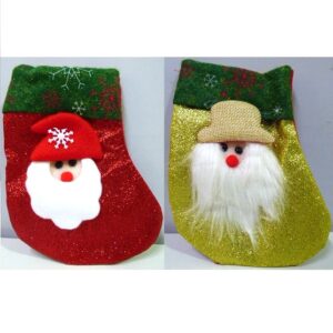 BOTA NAVIDEÑA 16CM CON GIBRE Y APLIQUE