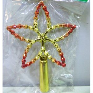 PUNTAL ESTRELLA 5 PUNTAS 15CM DORADO CON ROJO