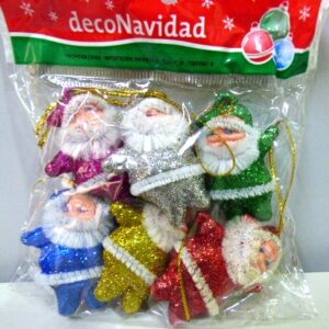 ADORNO NAVIDEÑO PAPA NOEL 4.5CM GIBRE SURTIDOS X6