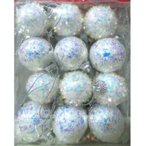 BOCHA NAVIDEÑA 4CM X12 TORNASOL CONFETTI Y PELITOS