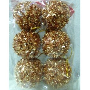 BOCHA NAVIDEÑA 4CM X6 ROSA GOLD PELITOS