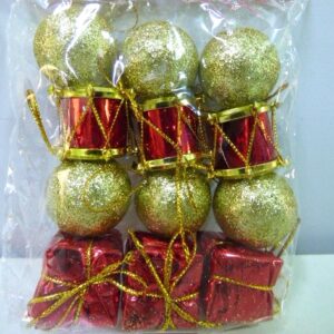 ADORNO NAVIDEÑO 12 PCS ESFERA REGALO TAMBOR 2,5CM