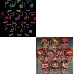 CARETA RIGIDA LED HILO CALAVERA ROJA