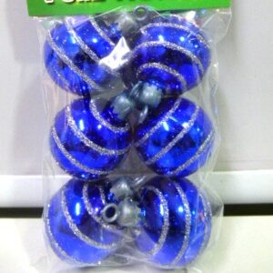 BOCHA NAVIDEÑA DECORADA 4CM X6 AZUL