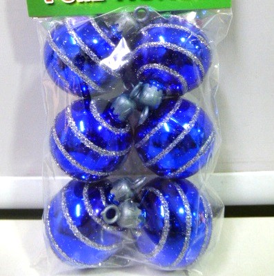 BOCHA NAVIDEÑA DECORADA 4CM X6 AZUL