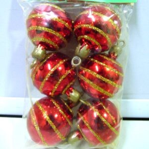 BOCHA NAVIDEÑA DECORADA 4CM X6 ROJO