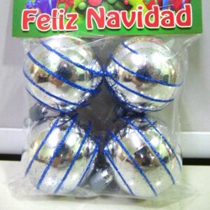 BOCHA NAVIDEÑA DECORADA 5CM X4 PLATA