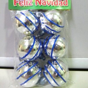 BOCHA NAVIDEÑA DECORADA 4CM X6 PLATA