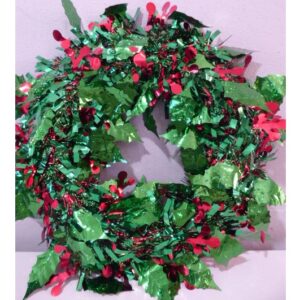 ADORNO ROSCA NAVIDEÑA ROJA CON HOJAS VERDE