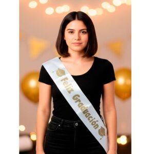 BANDA EGRESADO FELIZ GRADUACION BLANCA