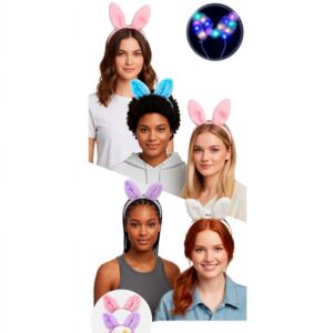 VINCHA CON LUZ OREJA CONEJO PELUCHE ANCHA