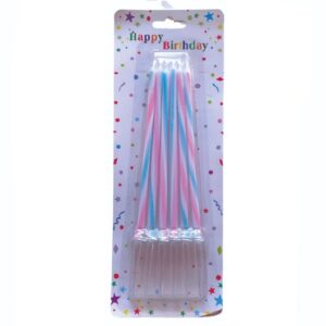 VELA X6 RAYAS ROSA Y CELESTE