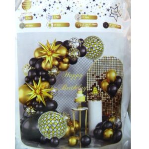 SET DE GLOBOS GRANDE NEGRO Y DORADO