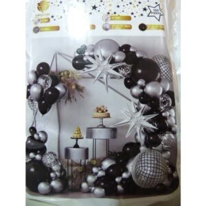 SET DE GLOBOS GRANDE NEGRO Y PLATA