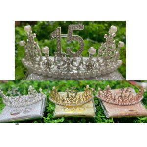 SET BANDA GIBREADA Y TIARA 15 AÑOS