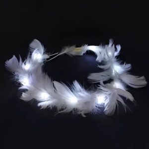 CORONA DE PLUMAS BLANCA LED BLANCA