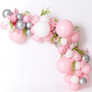 GUIRNALDA DE GLOBOS ORGANICA FLORES ROSA