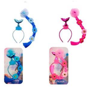 VINCHA SIRENA Y TRENZA ROSA / CELESTE