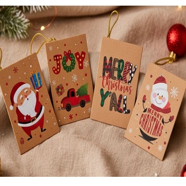 TARJETITA NAVIDEÑA 9X6 CM X8 ESTAMPA METALIZADA