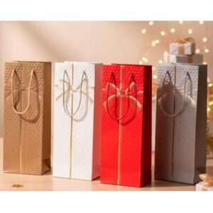 BOLSA VINO 12,7 X 36 CM MOÑO RELIEVE HEXAGONAL