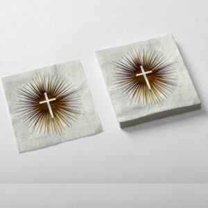 SERVILLETA STAMPING X20 ORO CON CRUZ